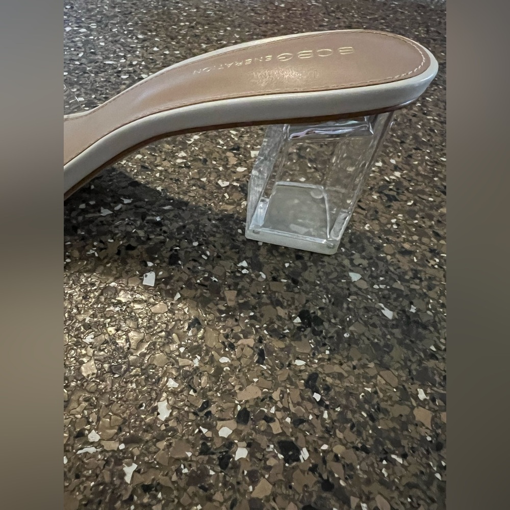 Bcbgeneration White Square-Toe Clear Strap Mules - image 3